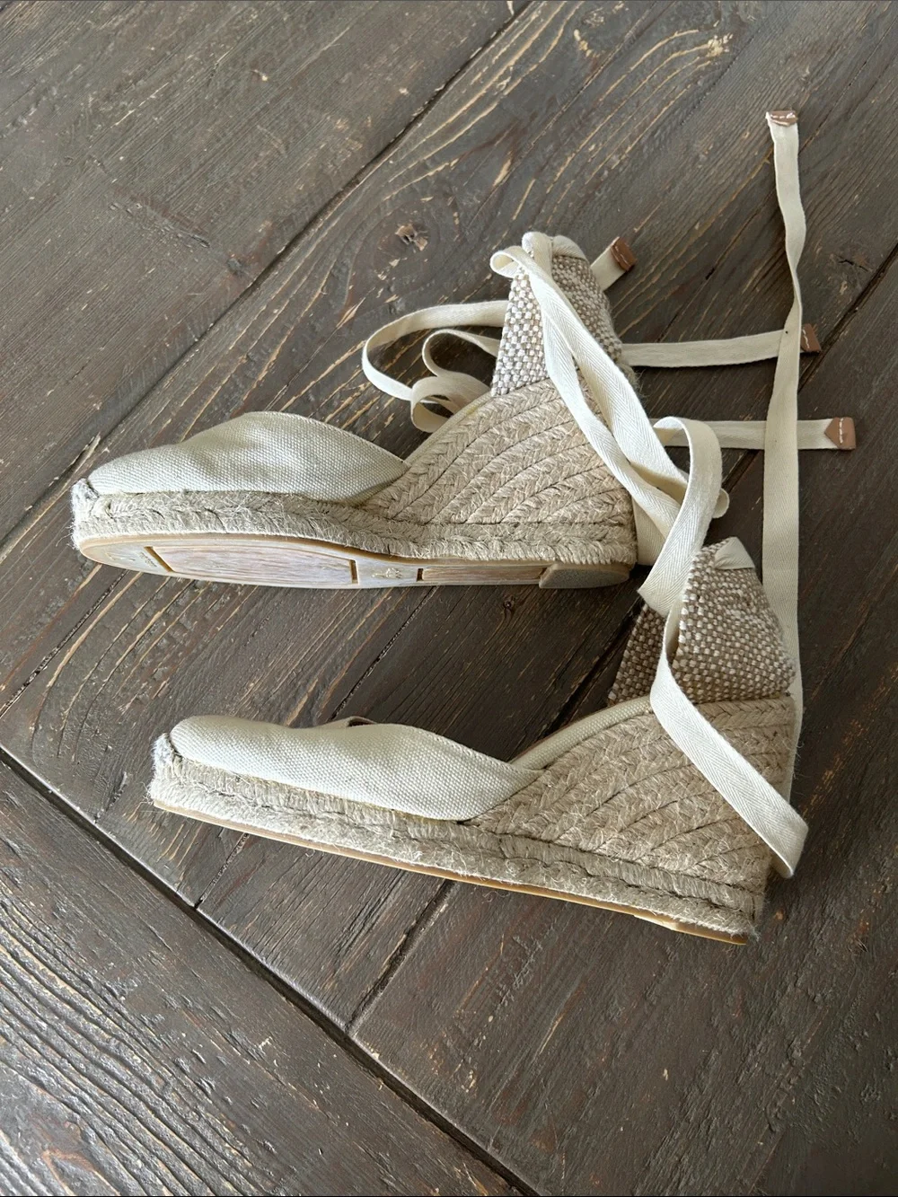 Castañer Carina Cream Canvas Espadrille Wedges